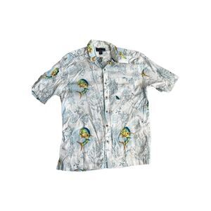 Fishing life cotton novelty fish button up LARGE